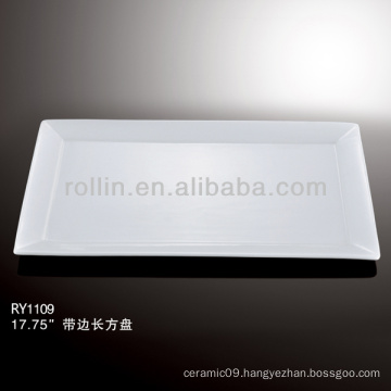 modern white rectangular rim porcelain plate